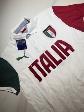 New Puma Italy Men's Graphic T-Shirt - White/Red/Green